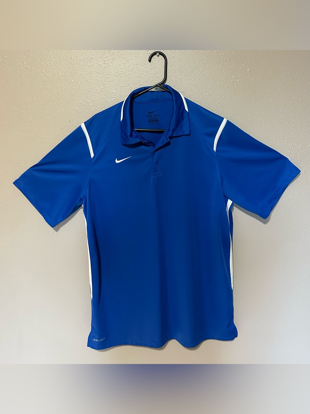 NIKE Dri-Fit Men’s Large Royal Blue Short Sleeve Athletic Fit Polo Shirt Coach